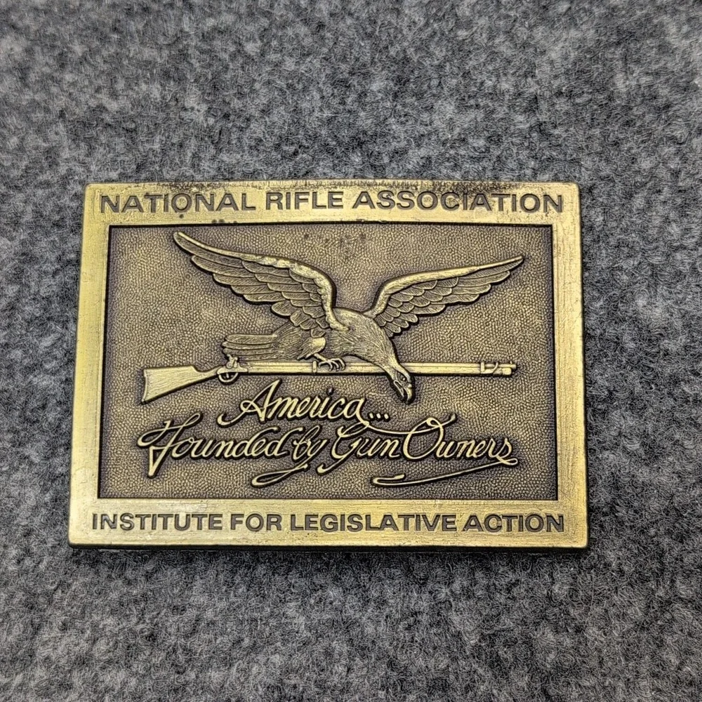 VINTAGE National Rifle Association NRA Belt Buckle America Founded By Gun Owners